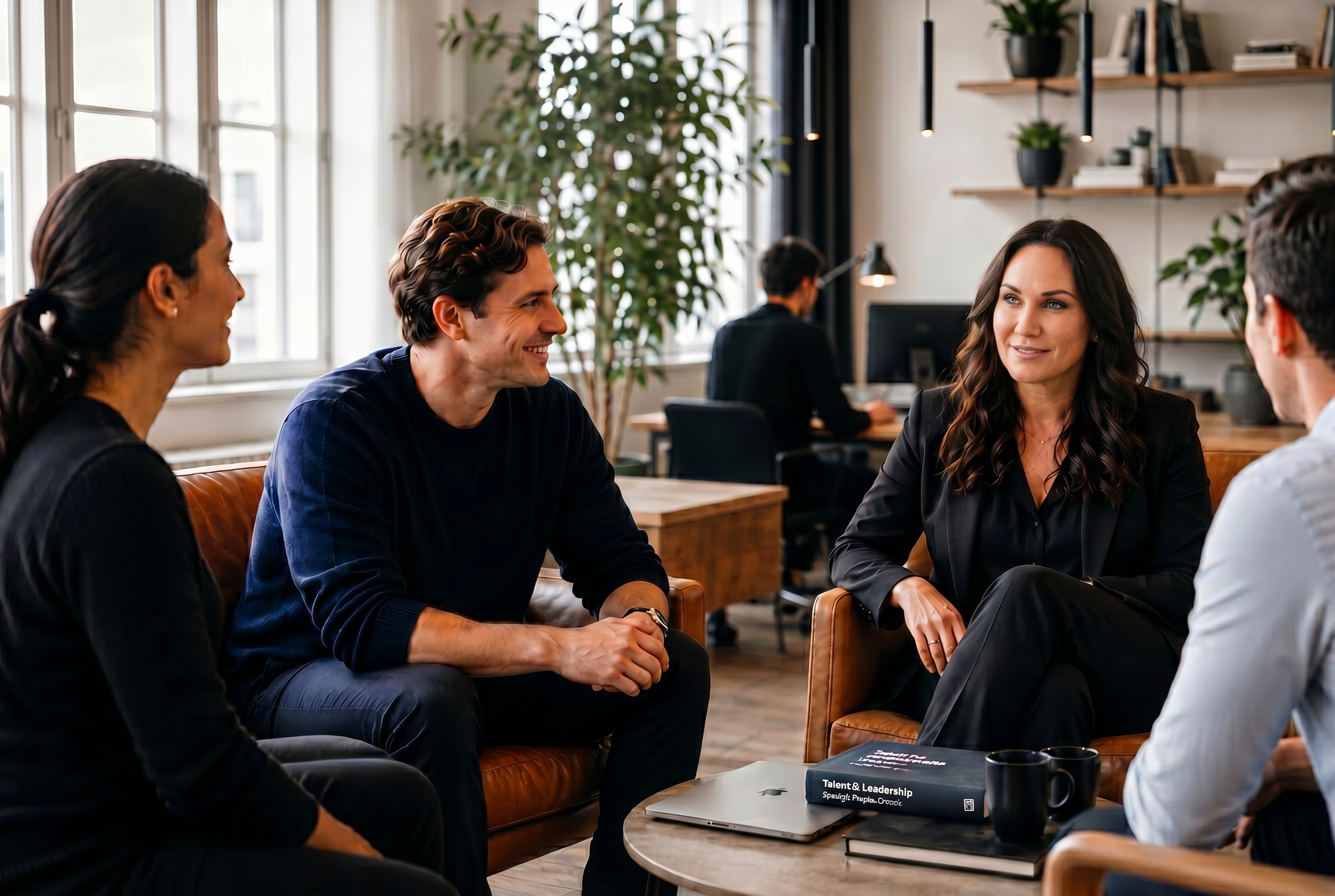 Professionelt møde med dybde i moderne kontormiljø